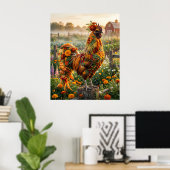 Goudsbloem Haan Zonsopgang Poster (Thuiskantoor)