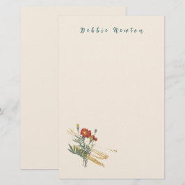 Goudsbloem met gouden bloeiende briefpapier