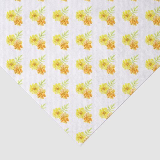 goudsbloem sinaasappel geel wit geschenkpapier tissuepapier (Detail)