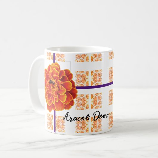 goudsbloemen en bij koffiemok (Voorkant links)