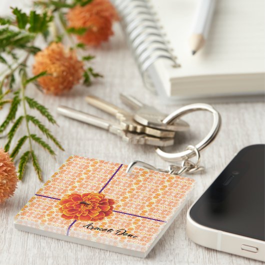 goudsbloemen en bij sleutelhanger (Voorkant Rechts)