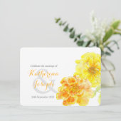 goudsbloemen waterverf gele bruiloft uitnodiging (Staand voorkant)