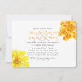 goudsbloemen waterverf gele bruiloft uitnodiging (Achterkant)