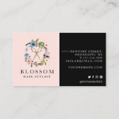 Goudschaar Floral Wreator Logo Hair Stylist Salon Visitekaartje (Achterkant)