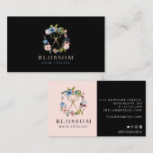 Goudschaar Floral Wreator Logo Hair Stylist Salon Visitekaartje (Voorkant / Achterkant)