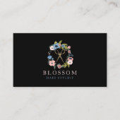 Goudschaar Floral Wreator Logo Hair Stylist Salon Visitekaartje (Voorkant)