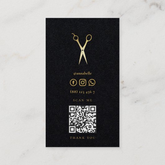 Goudschaar Haarstylist Salon Barbershop Qr Code Visitekaartje (Achterkant)
