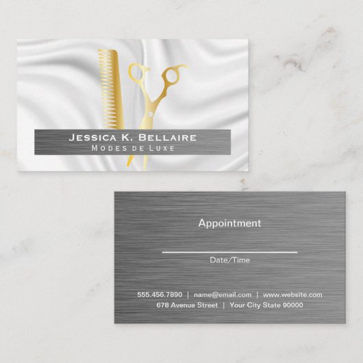 Goudschaar | Metaal geborsteld | Zijderzijde Afsprakenkaartje (Voorkant / Achterkant)