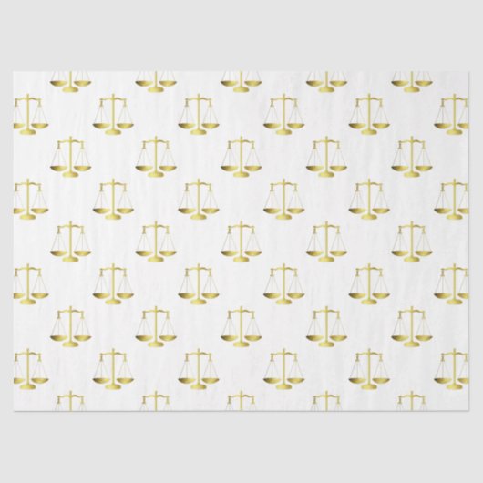 Goudschalen voor gerechtigheid op wit herhaal patr tissuepapier (Voorkant)