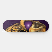 Goudschedel met gloeiende paarse ogen persoonlijk skateboard (Horizontaal)