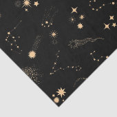 Goudschietende sterren komeet planeten hemelnacht tissuepapier (Detail)