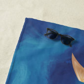 Goudschildpad - Blauwe Waterverf - Monogram strand Strandlaken (In situ)