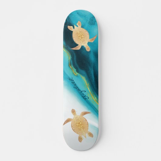 Goudschildpad - Monogram Waterverf Persoonlijk Skateboard (Voorkant)