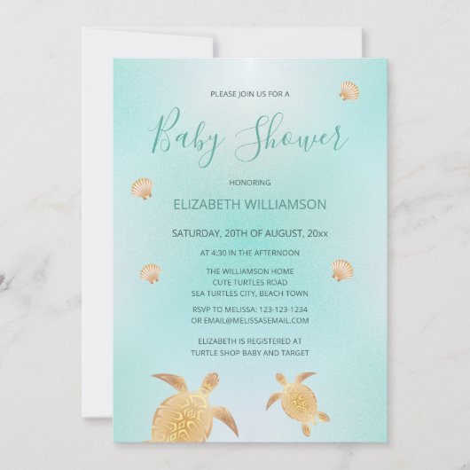 Goudschildpadden | Genderneutraal Baby shower Kaart (Voorkant)