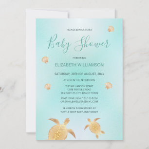 Goudschildpadden   Genderneutraal Baby shower Kaart