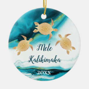 Goudschildpadden   Mele Kalikimaka   Foto van de f Keramisch Ornament