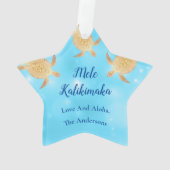 goudschildpadden Mele Kalikimaka Hawaiian Kerstmis Ornament (achterkant)
