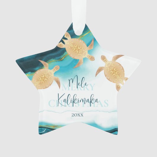 Goudschildpadden | Mele Kalikimaka | Kerstmis Ornament (voorkant)