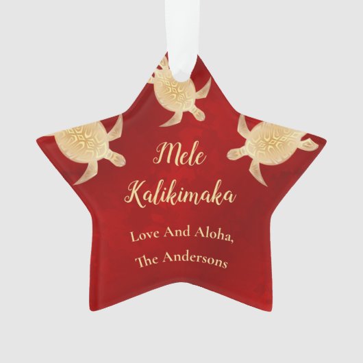 Goudschildpadden | Mele Kalikimaka | Kerstmis Ornament (voorkant)