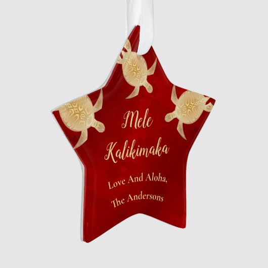 Goudschildpadden | Mele Kalikimaka | Kerstmis Ornament (voorkant)