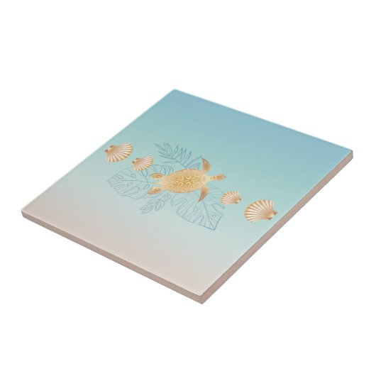 Goudschildpadden Tropische bladeren Tile Border Tegeltje (Zijkant)