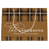 Goudschrift mustard plaid tartan rustige Kerstmis Groot Cadeauzakje (Voorkant)