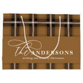 Goudschrift mustard plaid tartan rustige Kerstmis Groot Cadeauzakje (Achterkant)