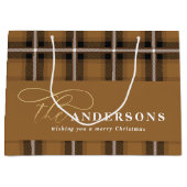 Goudschrift mustard plaid tartan rustige Kerstmis Groot Cadeauzakje (Voorkant)
