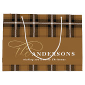 Goudschrift mustard plaid tartan rustige Kerstmis Groot Cadeauzakje (Achterkant)