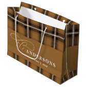 Goudschrift mustard plaid tartan rustige Kerstmis Groot Cadeauzakje (Voorkant Gekanteld)