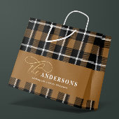 Goudschrift mustard plaid tartan rustige Kerstmis Groot Cadeauzakje