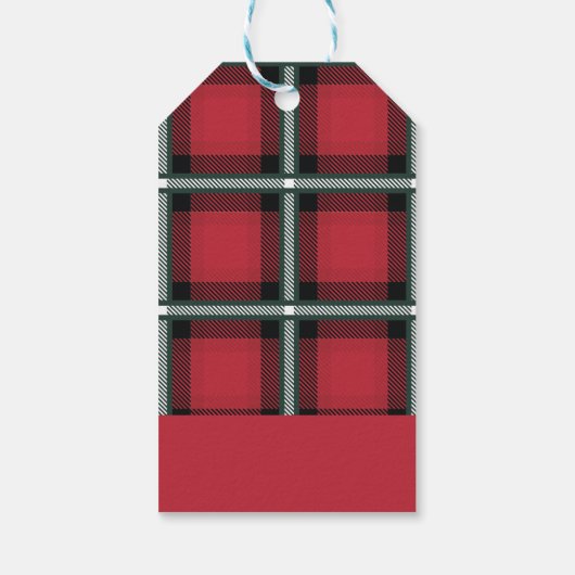 Goudschrift smaakje kerst rode tartan cadeaulabel (Achterkant)