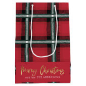 Goudschrift smaakje kerst rode tartan  medium cadeauzakje (Achterkant)