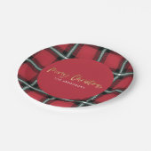 Goudschrift smaakje kerst rode tartan papieren bordje (Gekanteld)