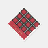 Goudschrift smaakje kerst rode tartan servet (Hoek)