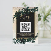 goudscriptblad sneeuw elegant winter QR RSVP (Staand voorkant)