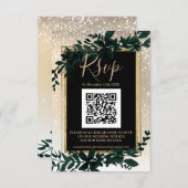 goudscriptblad sneeuw elegant winter QR RSVP (Voorkant / Achterkant)