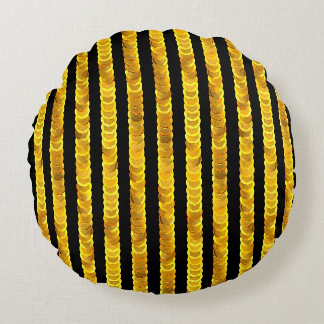 Goudsequenties Rond Kussen (Voorkant)