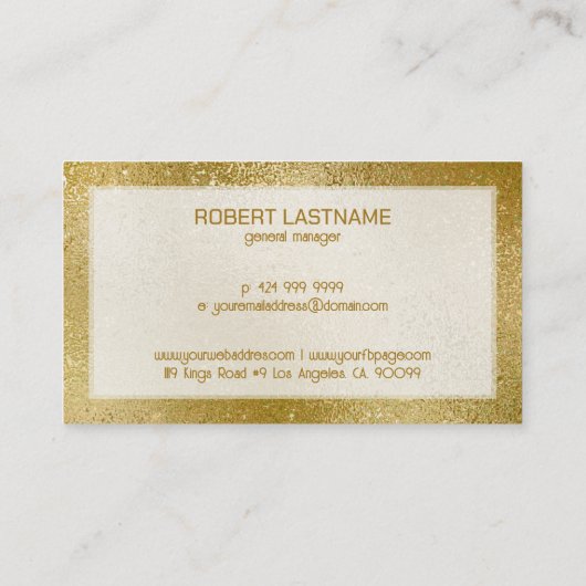 Goudsher gladstrijkende textuurachtergrond visitekaartje (Achterkant)