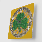 Goudsher - Shamrock and Celtic Knots Square-klok Vierkante Klok (Hoek)