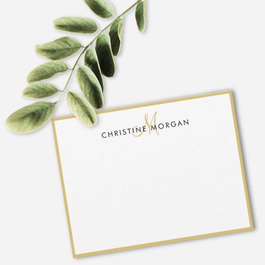Goudsimpele chic minimalist monogram notitiekaartje