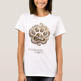 Goudslaande PROUD DOG Slogan Ontwerp T-shirt