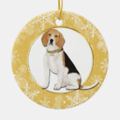 Goudsneeuwvlokgrens Beagle Dog Keramisch Ornament (Voorkant)