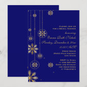 Goudsneeuwvlokken blauw vrijgezellenfeest voor win kaart (Voorkant / Achterkant)