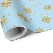 goudsneeuwvlokken cadeaupapier (Rol Hoek)