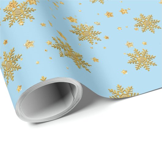 goudsneeuwvlokken cadeaupapier (Rol Hoek)