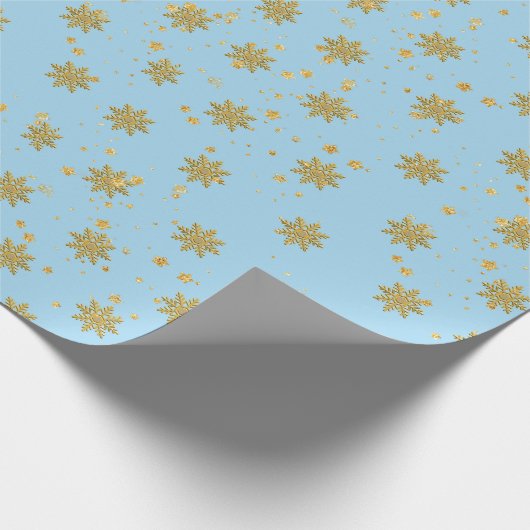 goudsneeuwvlokken cadeaupapier (Hoek)