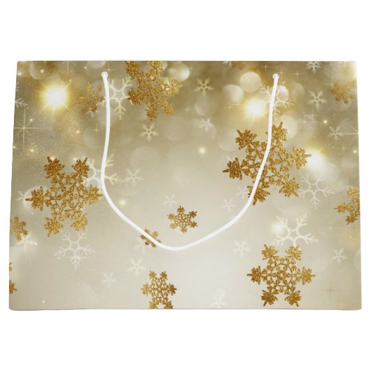 goudsneeuwvlokken groot cadeauzakje (Voorkant)