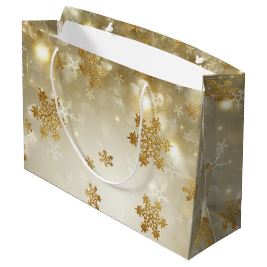 goudsneeuwvlokken groot cadeauzakje (Achterkant Gekanteld)