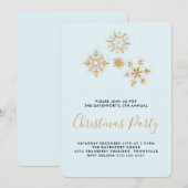  goudsneeuwvlokken op blauw, feestelijke uitnodigi kaart (Voorkant / Achterkant)